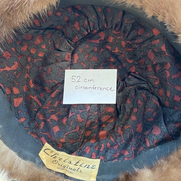 Vintage Brown Mink Fur Hat With Ribbon Tie Accent from Christine Originals - Picture 11 of 13